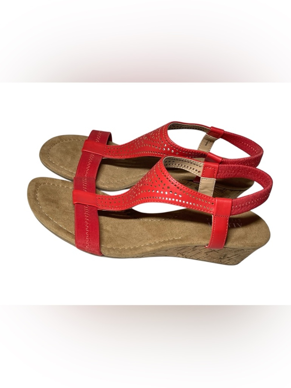 ALFANI Women's Coral T-Strap Step Round Toe Wedge Slip On Slingback Sandals New - Picture 7 of 9